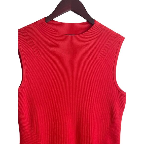 Talbots Women Ribbed Top MP Coral Crew Neck Sleeveless Drop Waist Layering Cozy - Picture 8 of 11